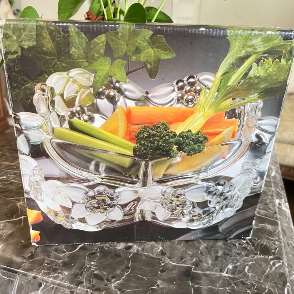 Home Beautiful Celebration Crystal Divided Relish Dish – West Germany 10¾”